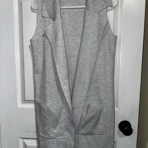 Gray Twik Sleeveless Open Front Vest
